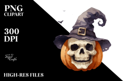 Funny Halloween Skull Clipart, Transparent PNG Product Image 2