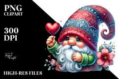 Detailed Valentines Gnome with Pancart PNG Product Image 2