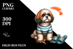 Watercollor Shih Tzu Sand Surf | Clipart Product Image 2