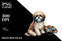 Watercollor Shih Tzu Sand Surf | Clipart Product Image 2