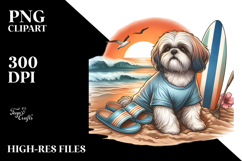 Watercollor Shih Tzu Sand Surf | Clipart Product Image 2