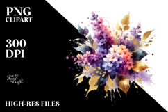 Vibrant Watercolor Abstract Bouquet | Sublimation | Clipart Product Image 2