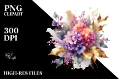 Vibrant Watercolor Abstract Bouquet | Sublimation | Clipart Product Image 2