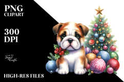 Vibrant Bulldog with Christmas Decorations PNG Product Image 2