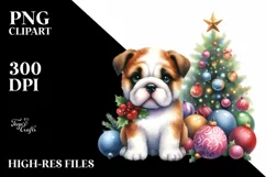 Vibrant Bulldog with Christmas Decorations PNG Product Image 3