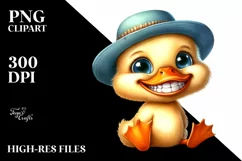 Funny Baby Duck Sitting with Hat | Sublimation | Clipart Product Image 1