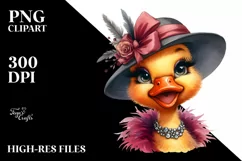 Vibrant Watercolor Duck Cute Vintage Diva | Sublimation Product Image 1