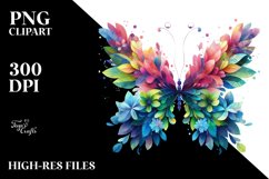 Vibrant Butterfly with Flowers PNG Product Image 3