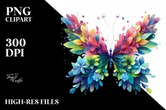 Vibrant Butterfly with Flowers PNG Product Image 3