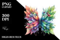 Vibrant Butterfly with Flowers PNG Product Image 1
