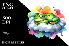 Colorful Watercolor Frog on Cloud | Sublimation | Clipart Product Image 2