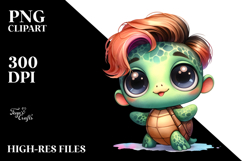 Watercolor Baby Turtle Standing Up Human Like Happy Funny Product Image 2