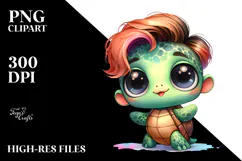 Watercolor Baby Turtle Standing Up Human Like Happy Funny Product Image 2