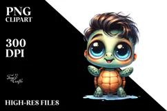 Watercolor Baby Turtle Standing Up Human Like Happy Funny Product Image 2