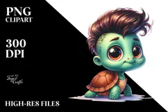 Watercolor Baby Turtle Standing Up Human Like Happy Funny Product Image 2