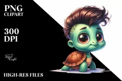 Watercolor Baby Turtle Standing Up Human Like Happy Funny Product Image 3