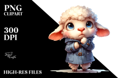 Watercolor Lamb Standing Up Human Like Raincoat Expressive Product Image 2