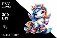 Baby Unicorn Snowboard PNG Product Image 1
