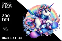 Baby Unicorn Snowboard PNG Product Image 1