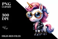 Watercolor Unicorn Big Eyes with Sunglasses and Boots | Product Image 1