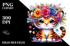 Vibrant Tiger Flower Crown | Clipart Product Image 2