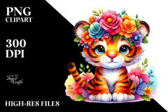 Vibrant Tiger Flower Crown | Clipart Product Image 2