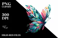 Vibrant Butterfly with Plant Leaves PNG Product Image 3
