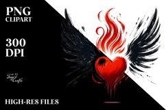 Heart with Wings and Fire, Transparent PNG Product Image 2