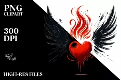 Heart with Wings and Fire, Transparent PNG Product Image 2