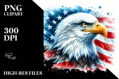 Detailed Watercolor Patriotic Bald Eagle Product Image 1
