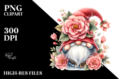 Cute Gnome with Big Hat and Begonia PNG Product Image 2