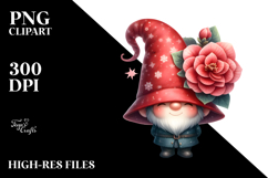 Watercolor GNOME with Begonia PNG Product Image 2