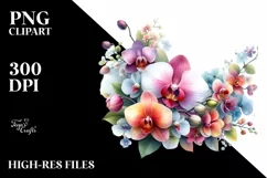 Glossy Floral Frame with Orchid Petals, High-Res PNG Product Image 1