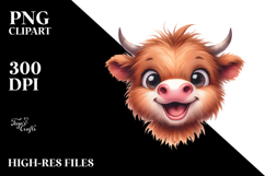 Funny Baby Face Highland Cow, Transparent PNG Product Image 2