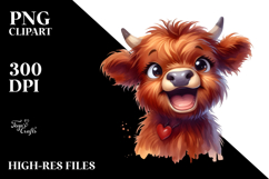 Funny Baby Face Highland Cow, Transparent PNG Product Image 2
