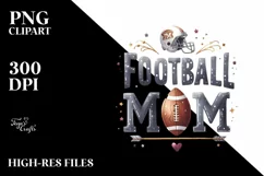 Watercolor Football Mom Letters with Glitter Texture | Product Image 1