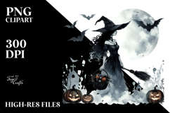 Simple WITCH Retro Halloween PNG Product Image 2