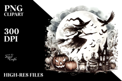Washed Retro Halloween Witch PNG Product Image 2