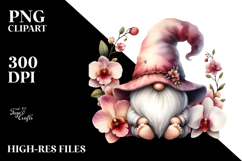Watercolor GNOME with Orchid PNG Product Image 2