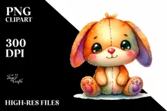 Vibrant Plush Bunny Watercolor | Sublimation | Clipart Product Image 3