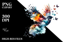 Colorful Bird with Spring Flowers, High-Res PNG Product Image 2