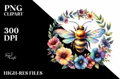 Bee Wreath Floral Insects Summer Clipart Product Image 3