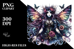 Detailed Vibrant Gothic Fairy Watercolor PNG Product Image 2