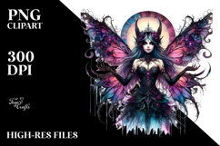 Detailed Vibrant Gothic Fairy Watercolor PNG Product Image 2