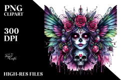 Detailed Vibrant Gothic Fairy Watercolor PNG Product Image 2