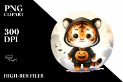 Playful Baby Tiger in Halloween Costume, High-Quality Image Product Image 1