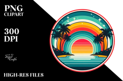 Retro Tropical Rainbow Sunset PNG Product Image 2