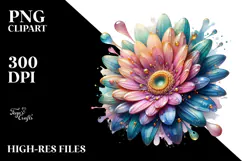 Gerbera Golden Watercolor Splash PNG Product Image 2