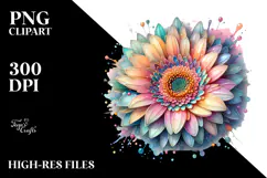 Gerbera Golden Watercolor Splash PNG Product Image 2