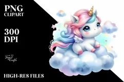 Cute Baby Unicorn Watercolor from Lofty Cloud | Sublimation Product Image 3